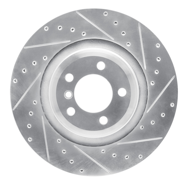 BMW ALPINA B7 Brake Rotor (1) - Rear Right - R1 Concepts - Drilled & Slotted - Silver - `07-`08